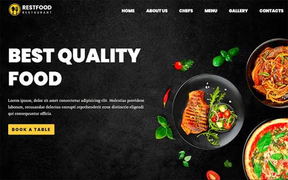 Restaurant website screenshot